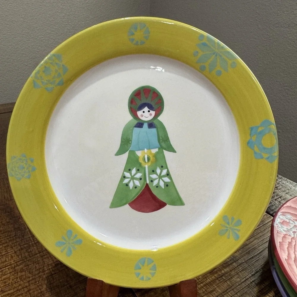 Vintage Christmas‎ World Market Folk Angel Plates 8.5